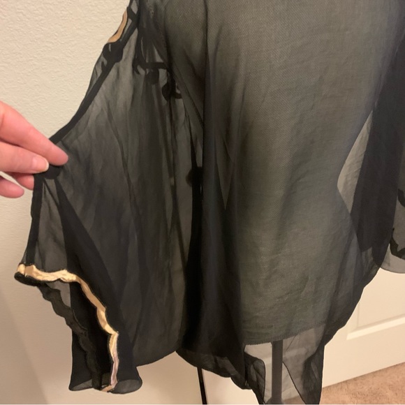 Victoria’s Secret gold label sheer tie jacket with satin tan trim one size fits - Picture 9 of 13